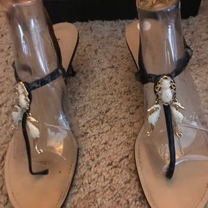 Vintage Ballistic Leather Heel Sandal Seahorses